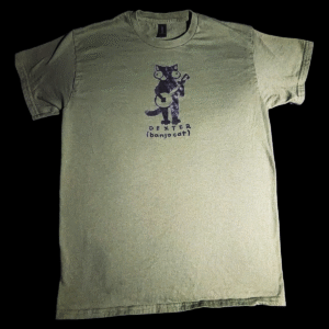 Dexter The Banjo Cat T-Shirt<br>(Men's Dark Green MEDIUM)