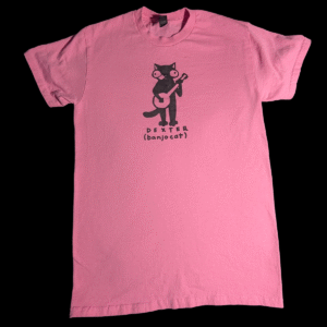 Dexter The Banjo Cat T-Shirt<br>(Men's Pink SMALL)